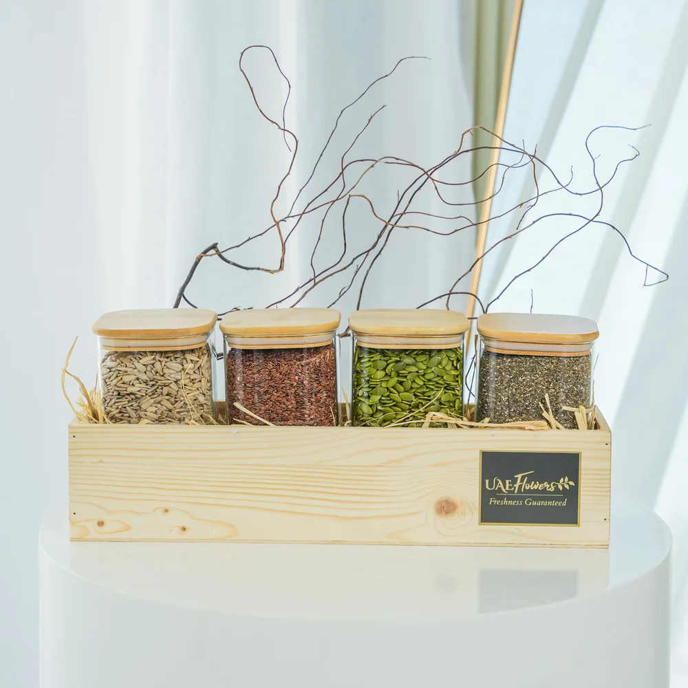 Sets of 250 Gms of Sunflower Seeds, 250 Gms of Flax Seeds, 250 Gms of Pumpkin Seeds and 250 Gms of Chia Seeds