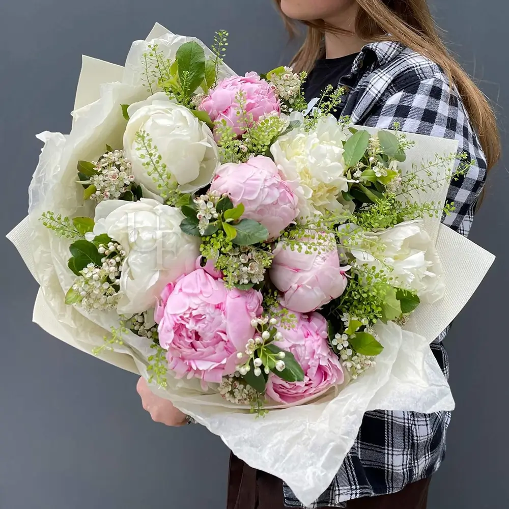 Bouquet of White & Pink Peonies