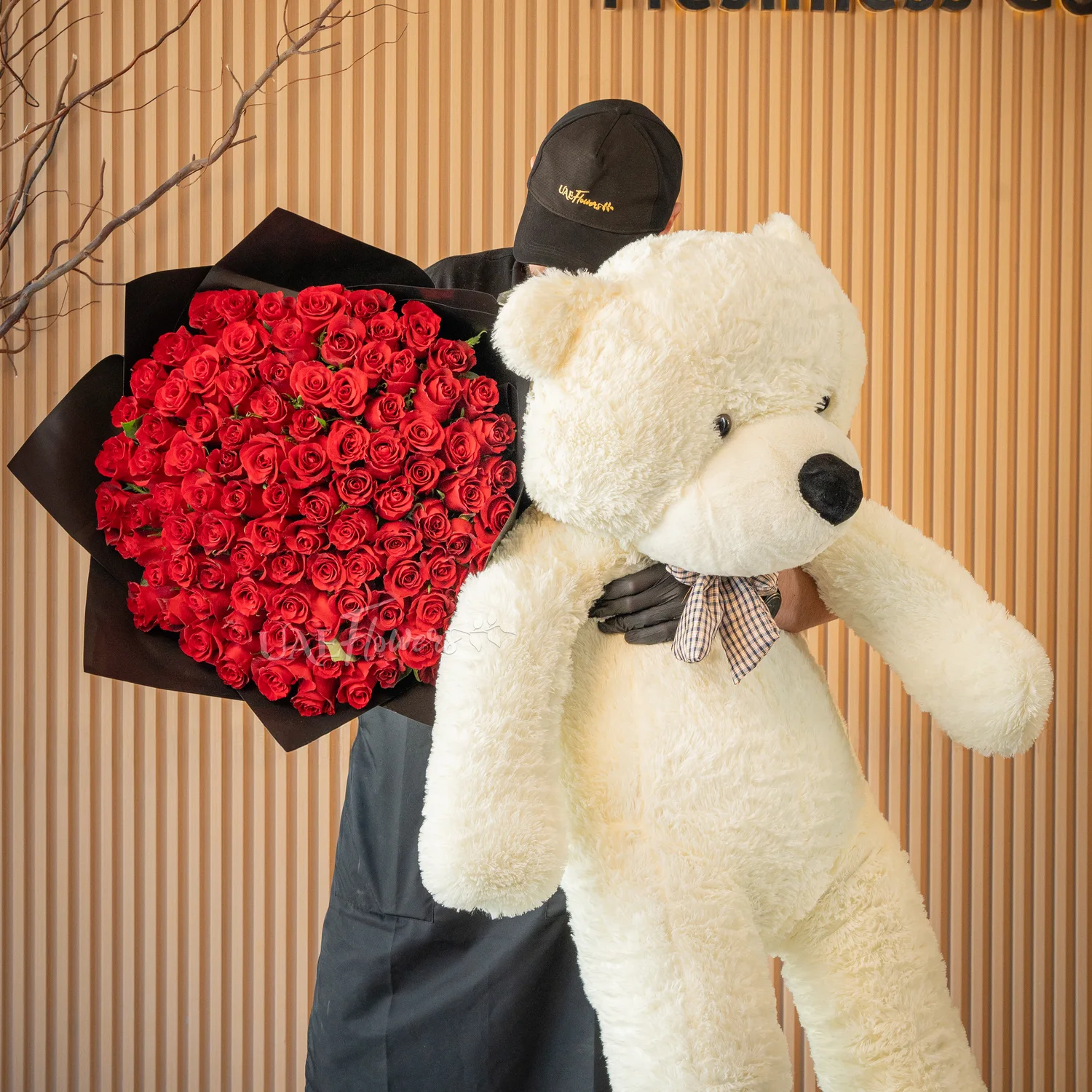 Blissful Romantic Gift Set featuring 100 red roses