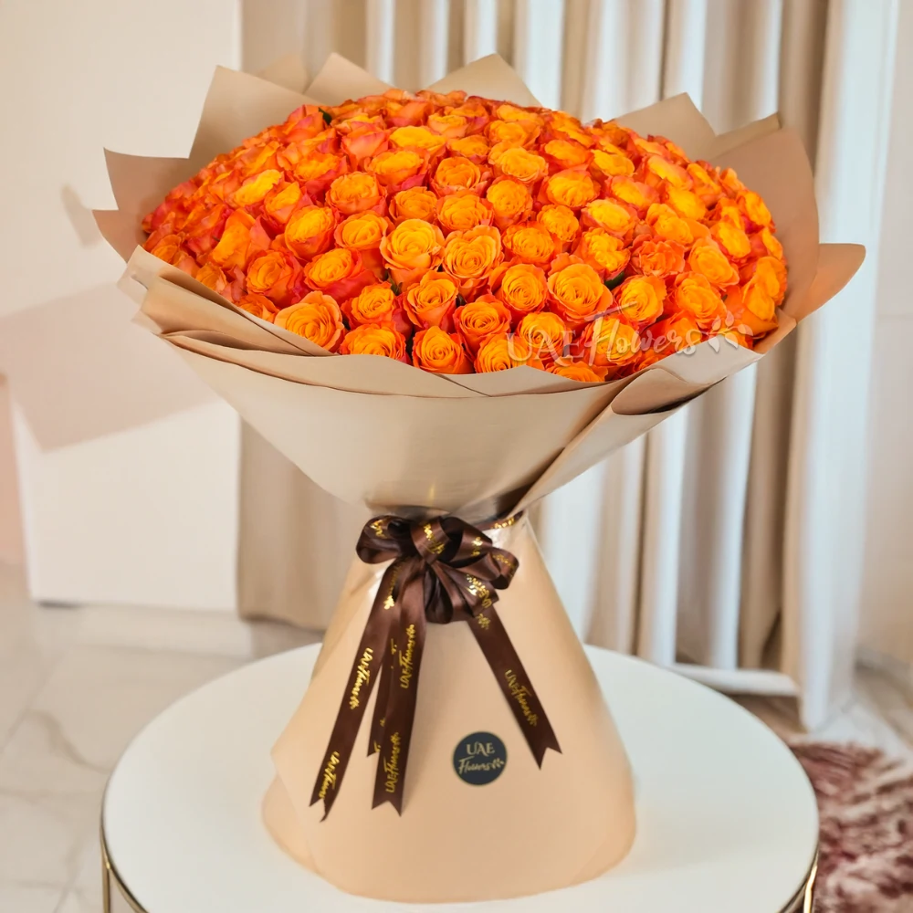 100 orange roses