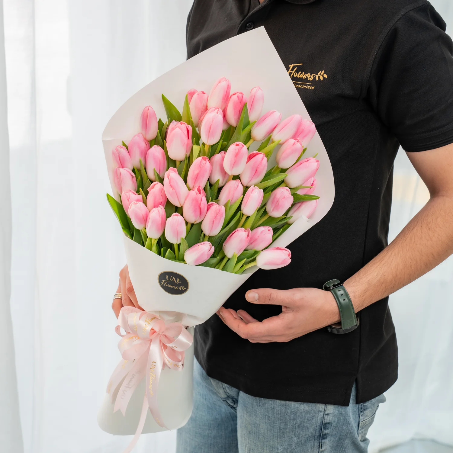 40 pink tulip bouquet