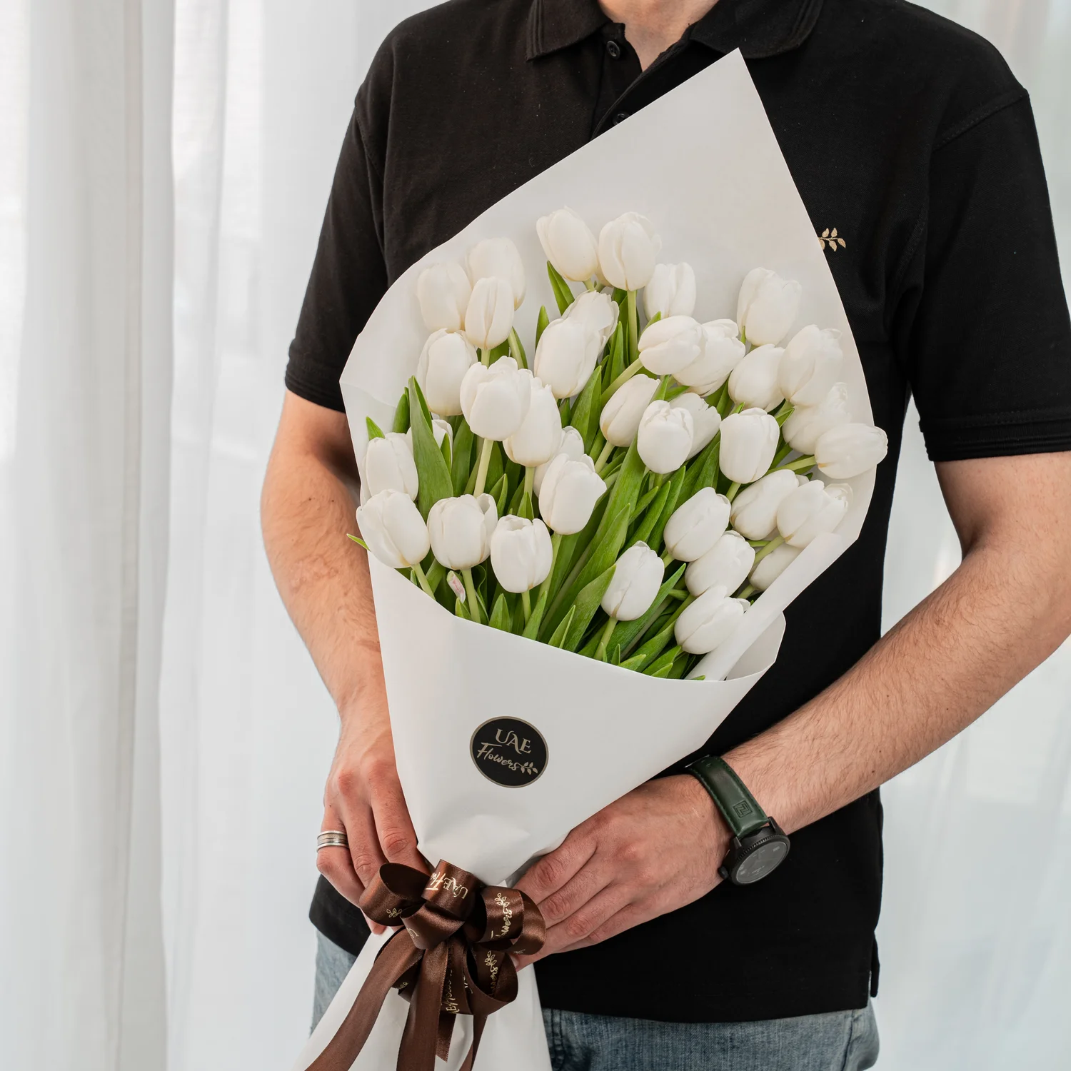 40 white tulips