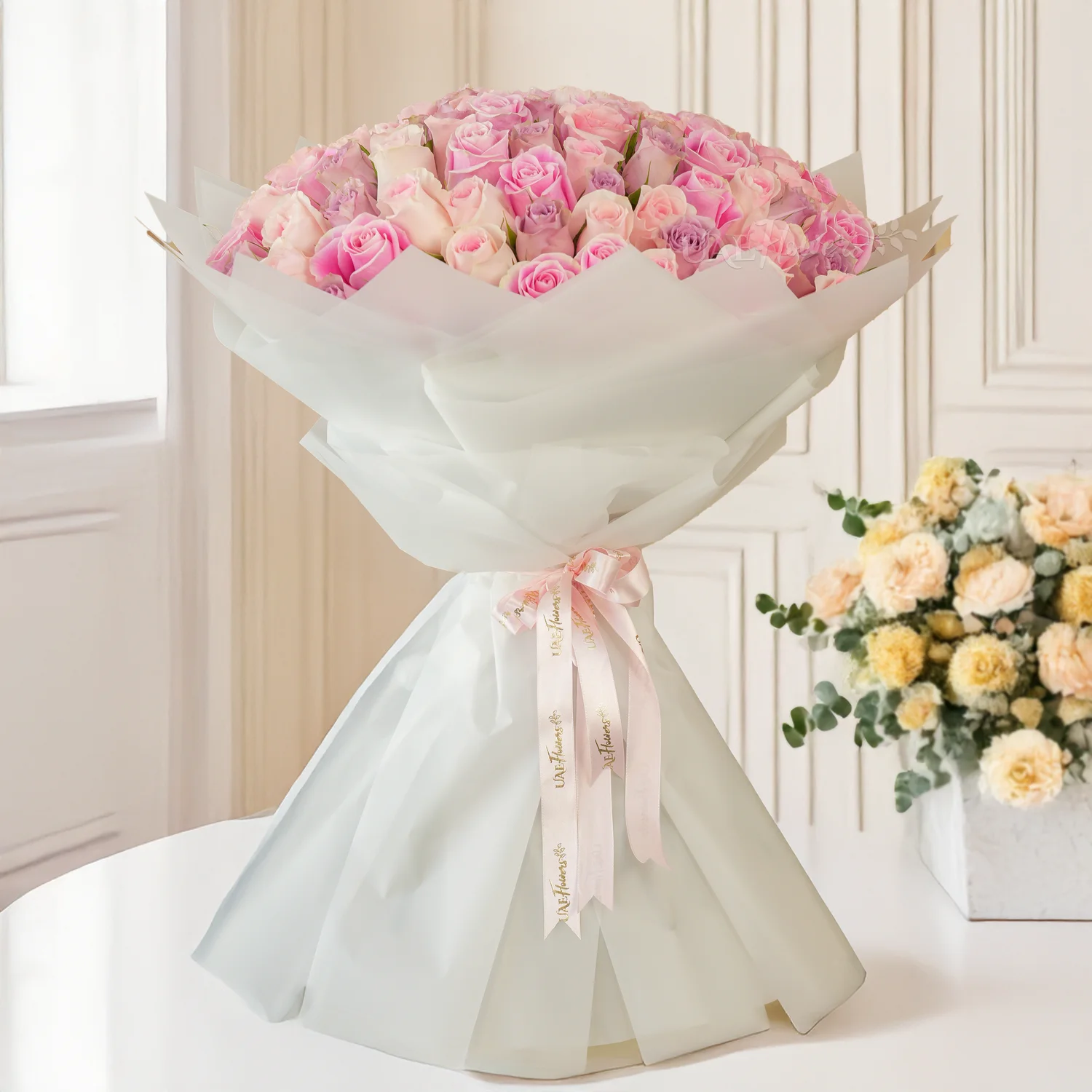 bouquet of fresh pastel roses