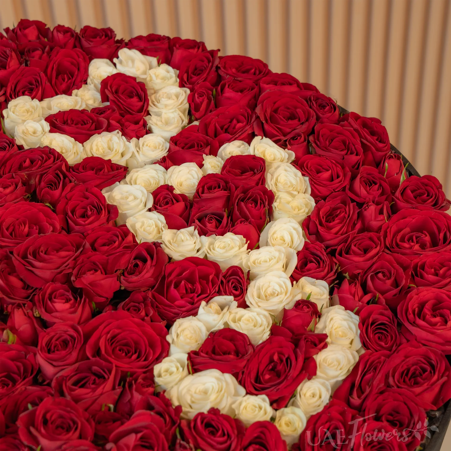 Luxury 200 Red & White Roses Triple Heart Box