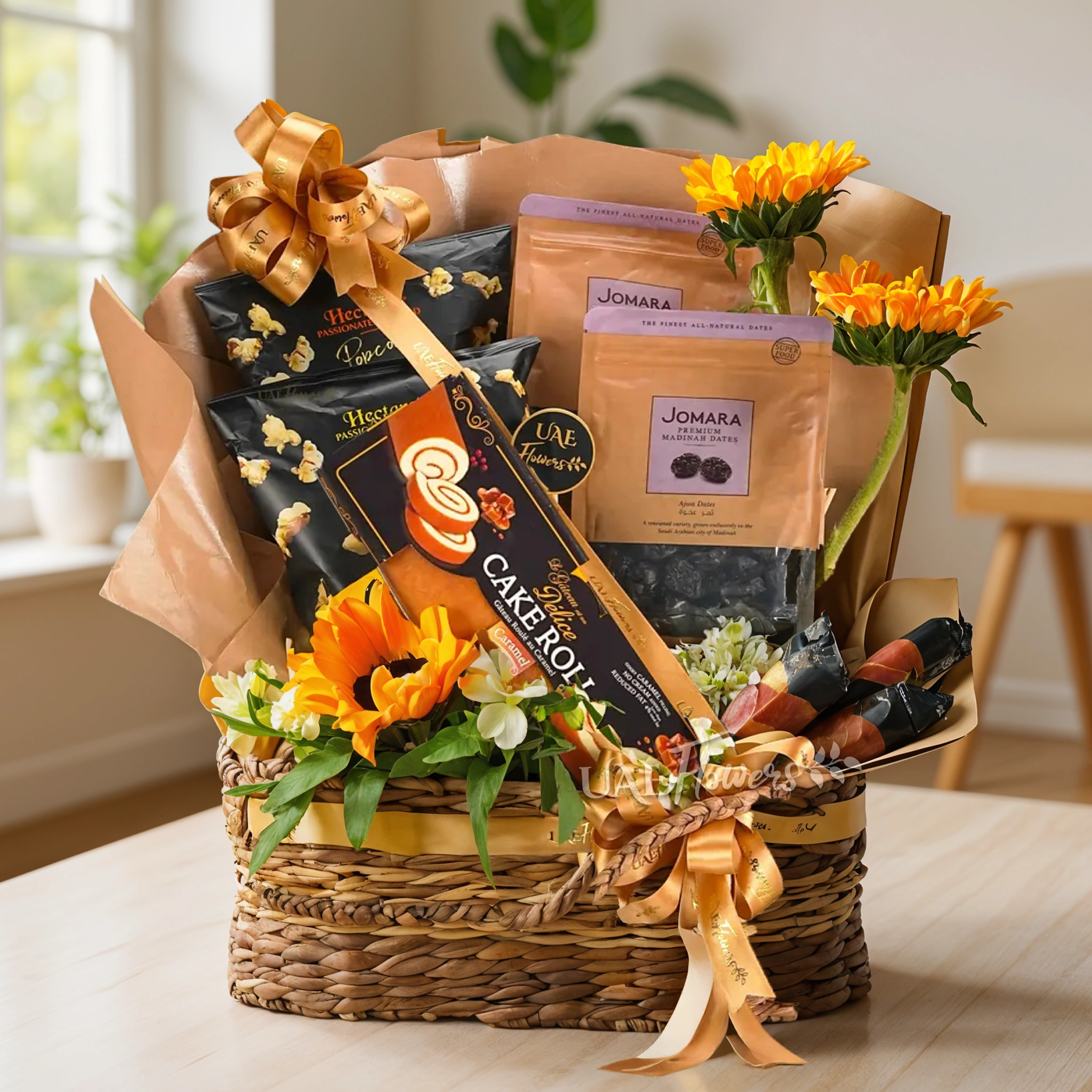 Sunflowers Popcorn and Dates Gift Hamper