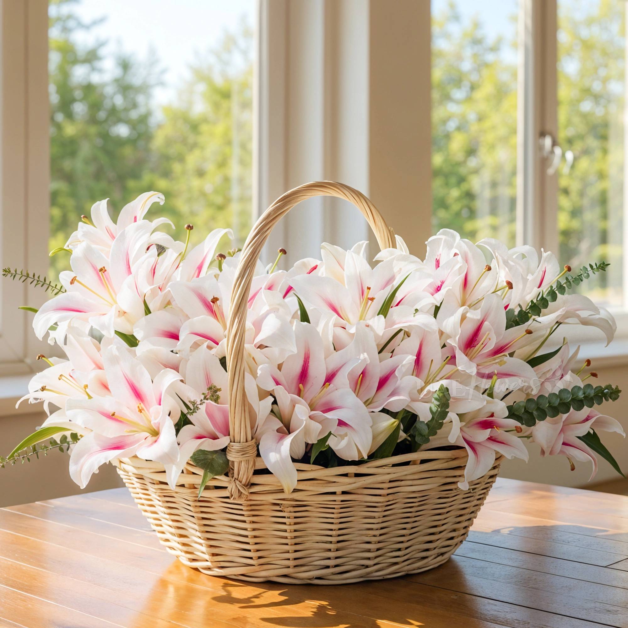 Pink Lilies Gift Basket