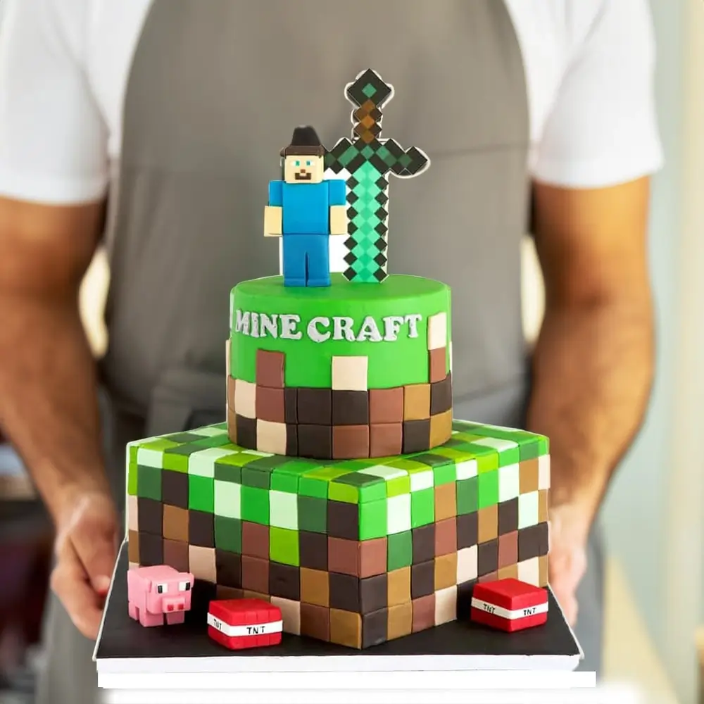6 kg Minecraft cake with chocolate sponge and chocolate ganache