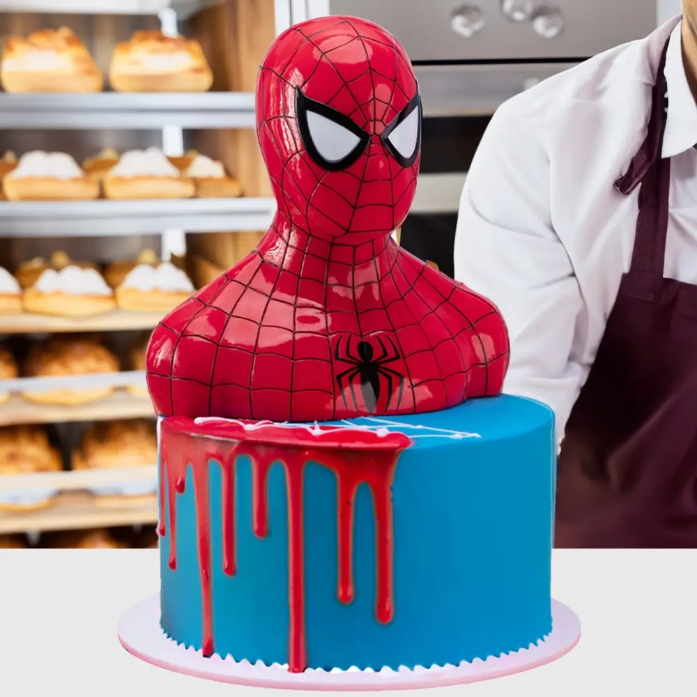 1.5 Kg Spiderman cake with chocolate sponge and ganache filling