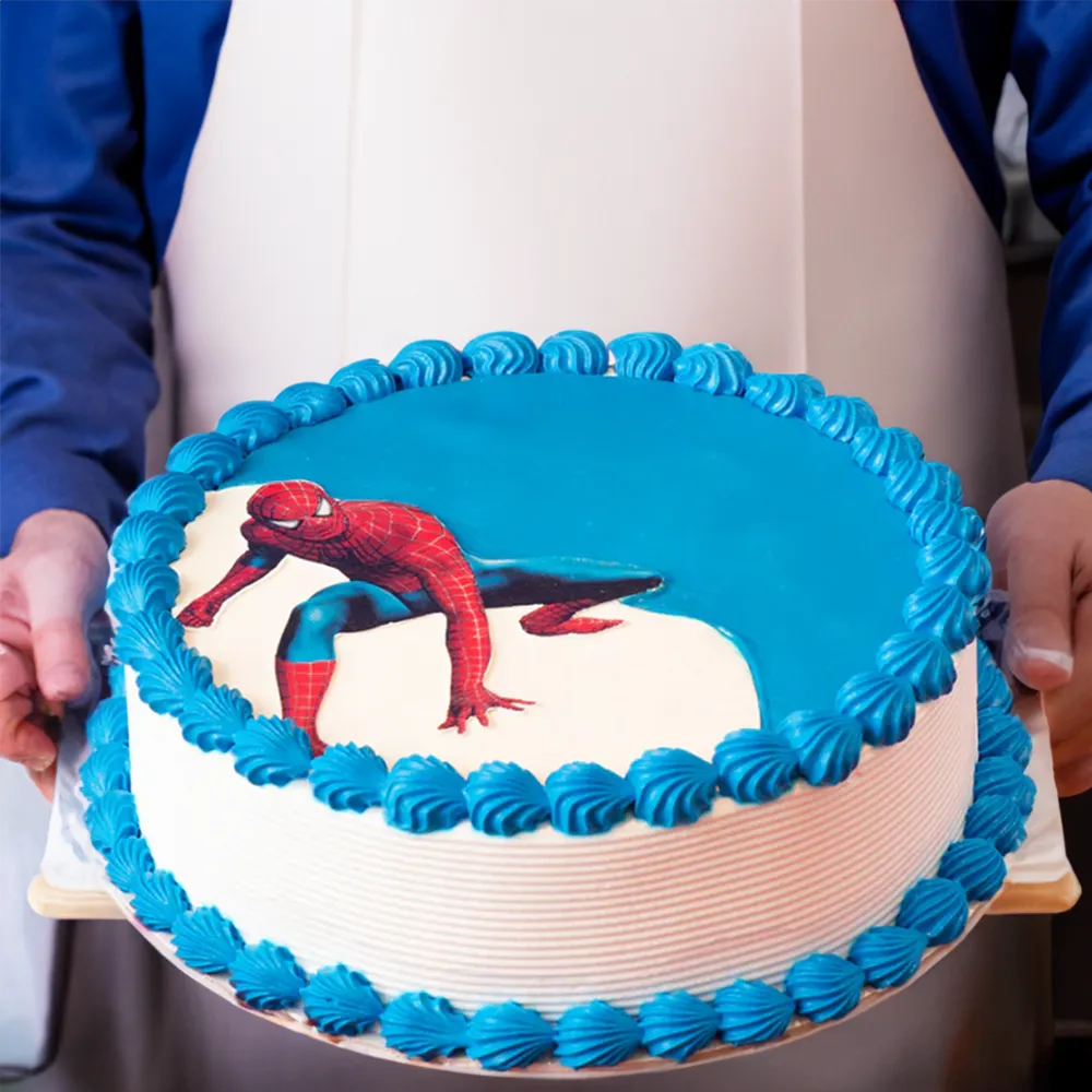 1.5 Kg Spiderman cream cake with chocolate sponge and fresh cream filling