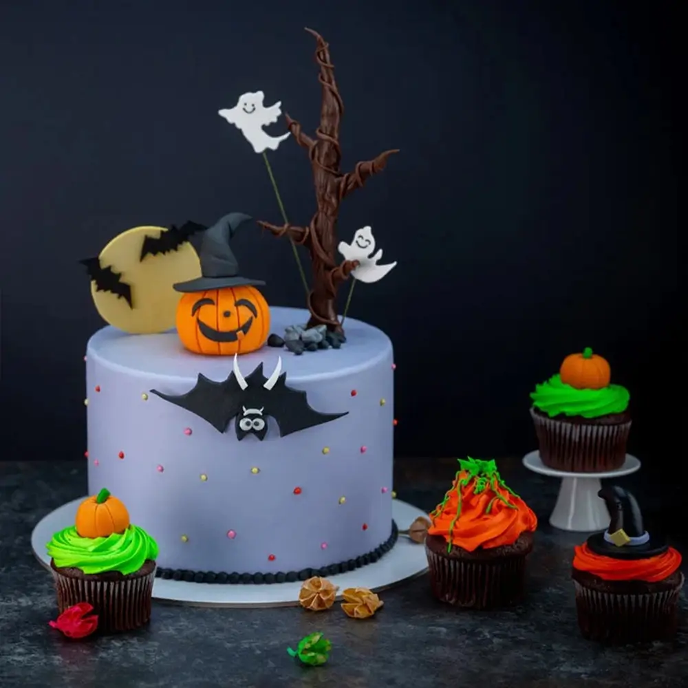A halloween spooks cake weighing 2 kg and filled with chocolate ganache A halloween spooks cake weighing 2 kg and filled with chocolate ganache
